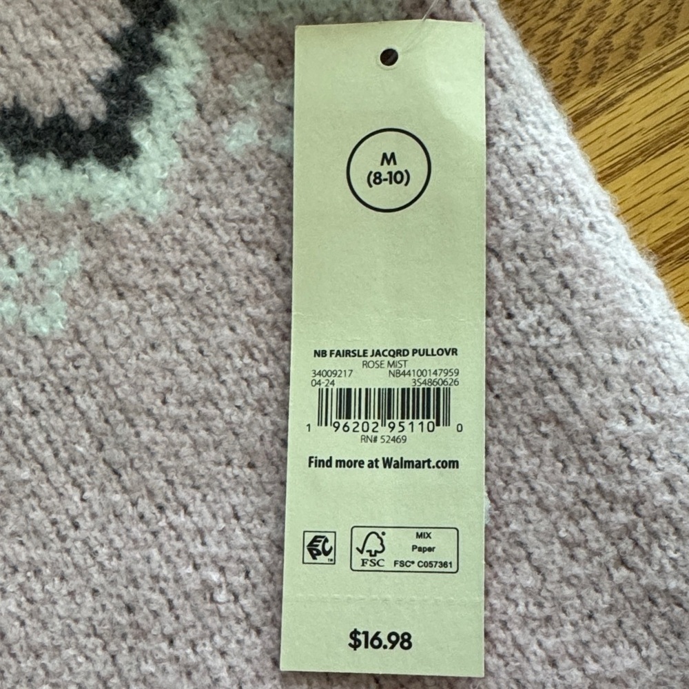 No Boundaries Pink White Bow Girly Fair Isle Rose Mist Cowl Neck Sweater Sz 8-10 - Picture 11 of 11